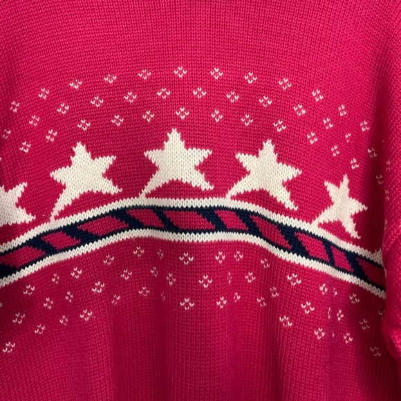 Vintage 100% Wool Pink Star Crewneck Sweater L Made in 🇨🇦 - Picture 8 of 14